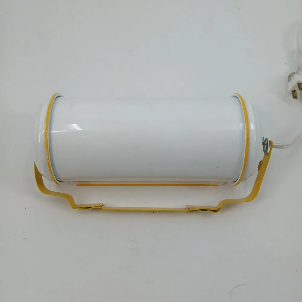 Vintage Yellow Enamel Industrial Pendant Light Fixture Metal Metal Guard Lamp